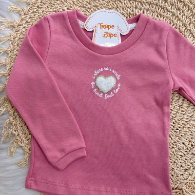 Conj. Blusa I Shine I Smile e Short Saia Corações em Plush - Rosa